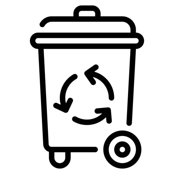 Bin Ecología Reciclar Icono Estilo Esquema — Vector de stock