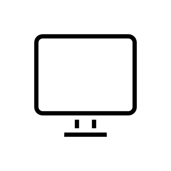 Icono Del Monitor Escritorio Blanco Estilo Esquema — Vector de stock