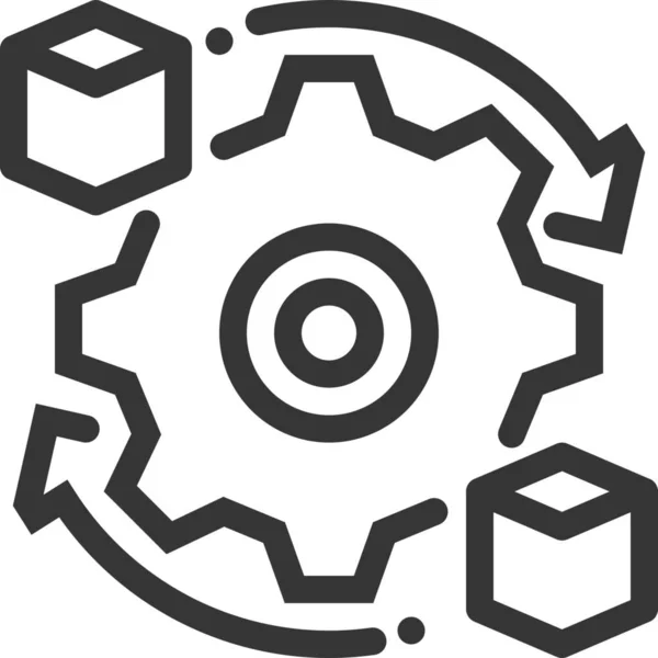 Box Cogwheel Data Icon Outline Style — 스톡 벡터