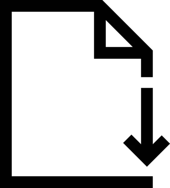 Flèche Document Icône Vers Bas Dans Style Contour — Image vectorielle