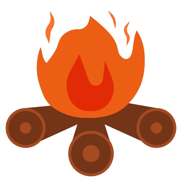 Bonfire Spalić Ikonę Kempingu Stylu Flat — Wektor stockowy