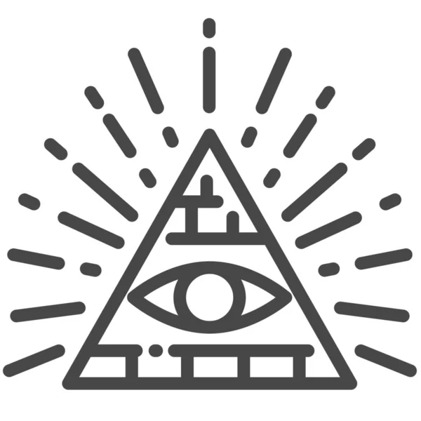 Enigma Eye Pyramid Icon Outline Style — Stock Vector