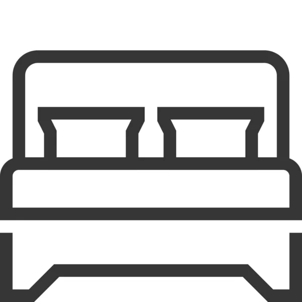 Dormitorio Cama Doble Icono Estilo Del Esquema — Archivo Imágenes Vectoriales