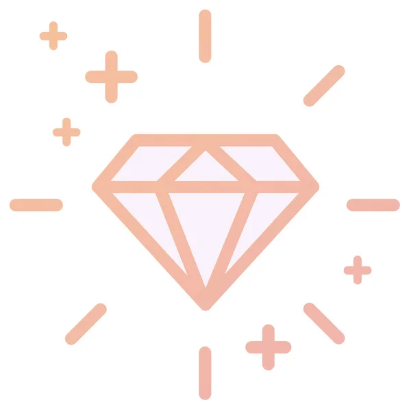 Tesoro Riqueza Icono Diamante Estilo Contorno Lleno — Vector de stock