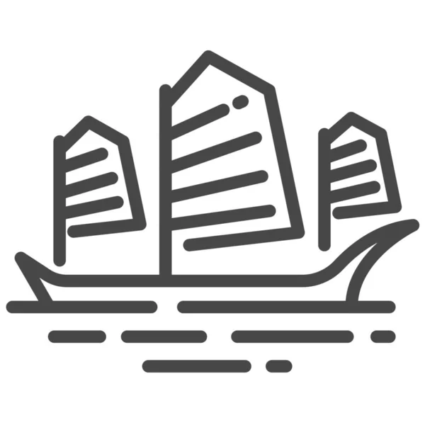 Bark Boat Cruise Icon Estilo Outline — Vector de stock