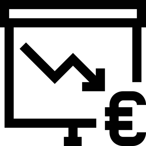 Snížit Ikonu Pádu Eura Stylu Osnovy — Stockový vektor