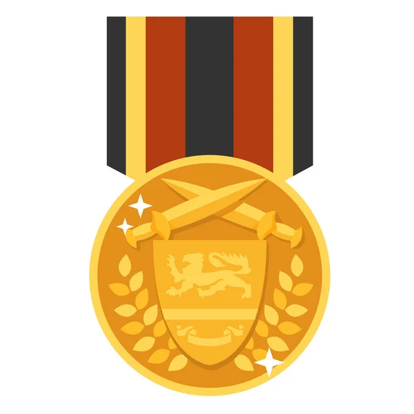 Award Gouden Medaille Pictogram Platte Stijl — Stockvector