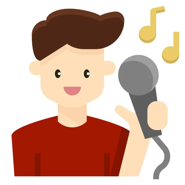 Avatar Karaoke Man Icoon Platte Stijl — Stockvector