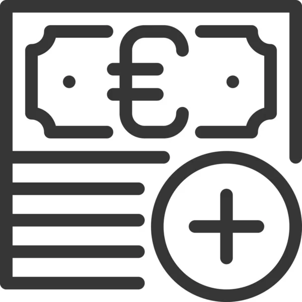 Añadir Euro Bancario Icono Estilo Esquema — Vector de stock