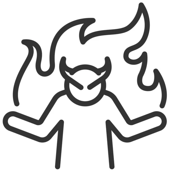 Сердитий Диявол Дратівлива Ікона Стилі Контур — стоковий вектор