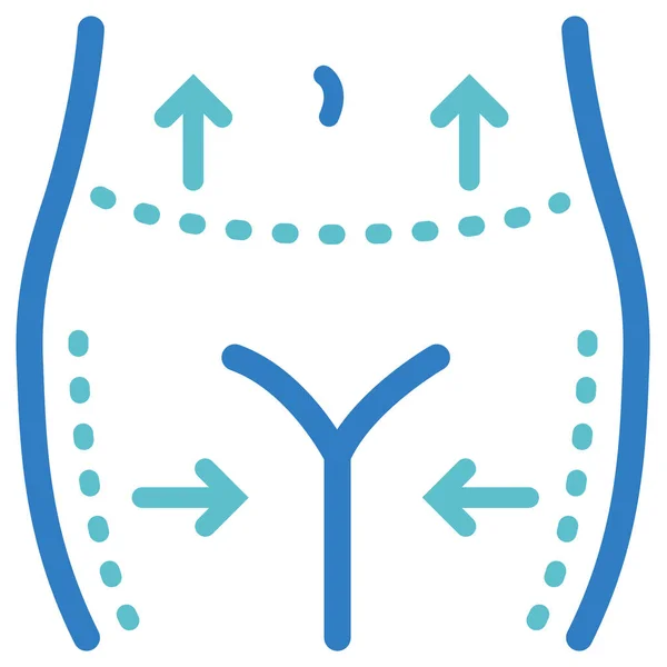 Body Cellulite Liposuctie Icoon Outline Stijl — Stockvector