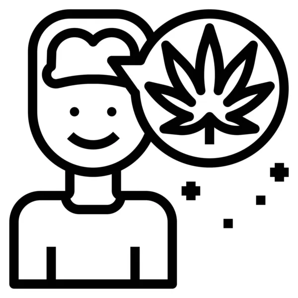 Icono Marihuana Efecto Cerebral Estilo Esquema — Archivo Imágenes Vectoriales