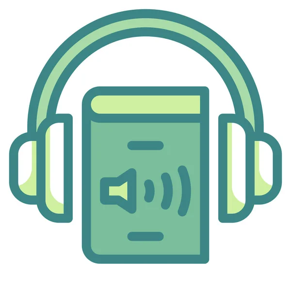 Ακουστικό Βιβλίο Εικονίδιο Ακουστικών Γεμισμένο Στυλ Περίγραμμα — Διανυσματικό Αρχείο