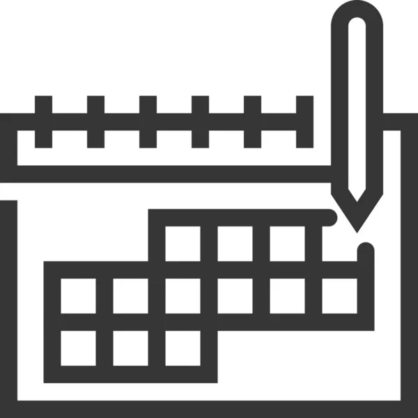 Icona Della Data Del Calendario Amministrazione Stile Contorno — Vettoriale Stock