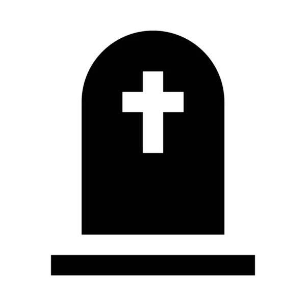 ソリッドスタイルの墓地死墓アイコン — ストックベクタ