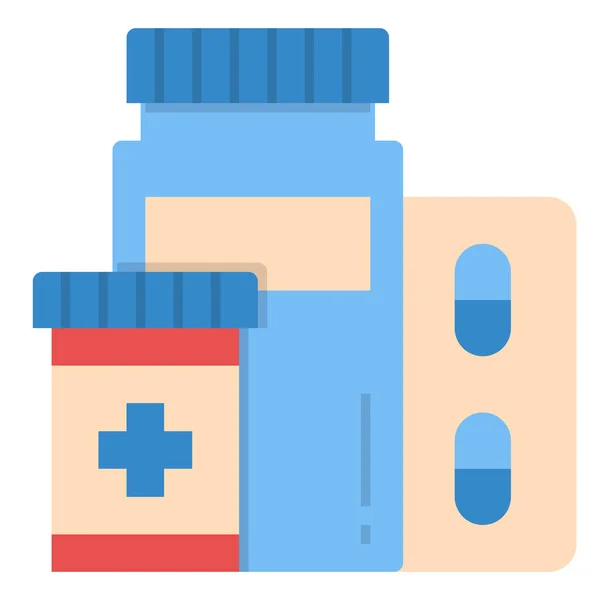 Medicamentos Hospital Icono Medicación Estilo Plano — Vector de stock