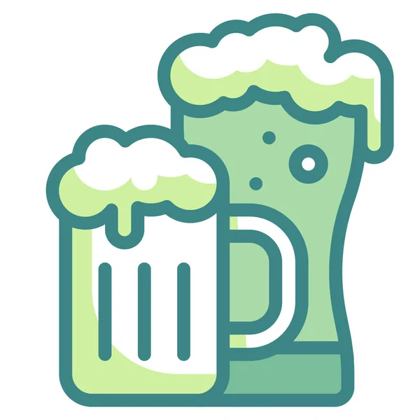 Alcohol Cerveza Bebida Icono Estilo Contorno Lleno — Vector de stock