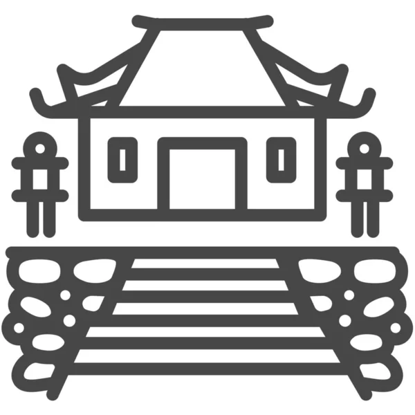 Asiatisk Hem Ikonen Kontur Stil — Stock vektor