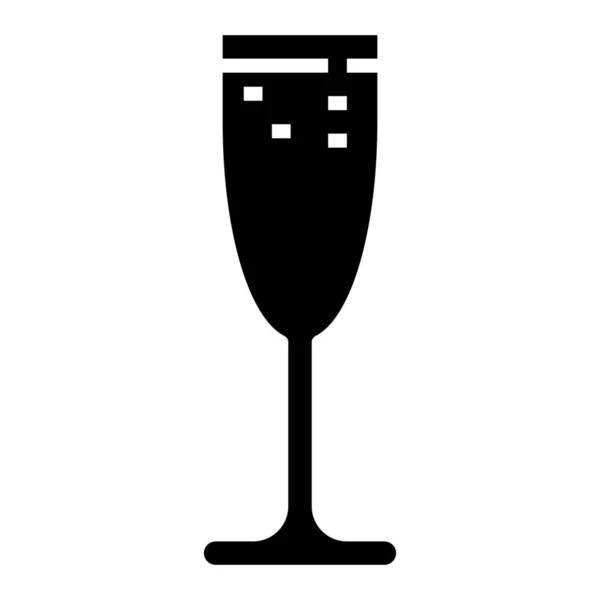 Ikona Flétny Šampaňského Pevném Stylu — Stockový vektor