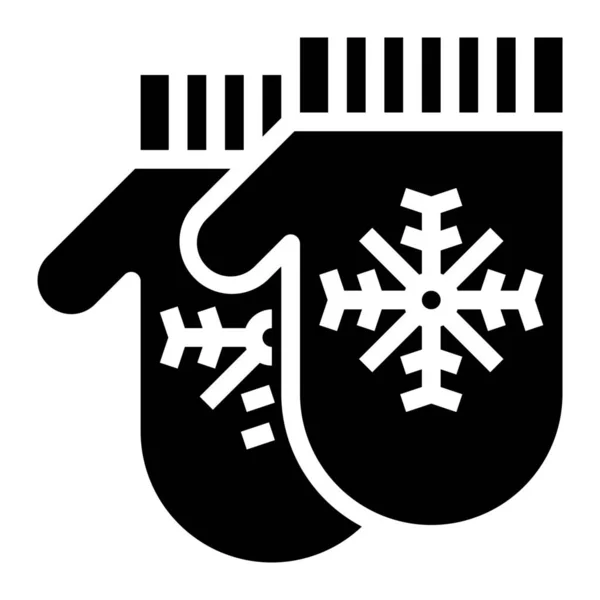 Χριστούγεννα Γάντια Νιφάδες Χιονιού Εικονίδιο Στερεό Στυλ — Διανυσματικό Αρχείο