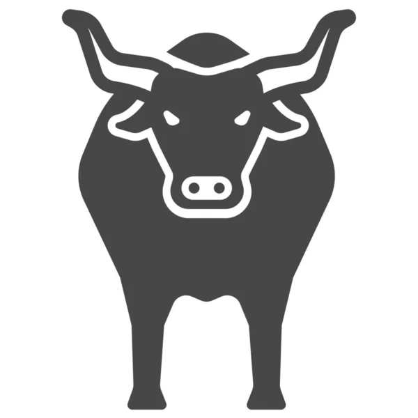 Animal Bull Cattle Icon Solid Style — Stock Vector