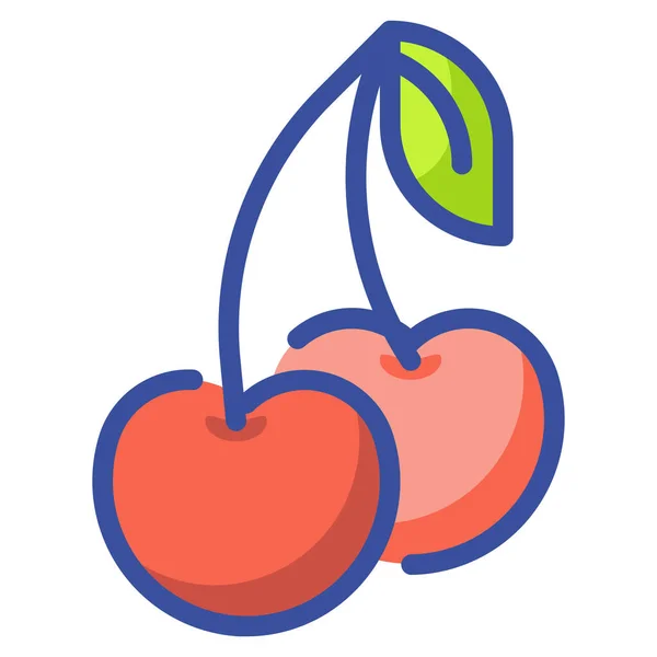 Ikona Třešňového Ovoce Stylu Vyplněného Obrysu — Stockový vektor