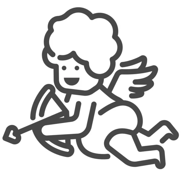 Icône Amour Dieu Cupidon Dans Style Contour — Image vectorielle