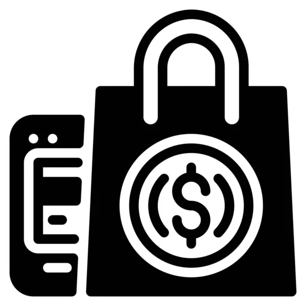 Comprar Bolsa Icono Comercio Categoría Compras Commerce — Vector de stock