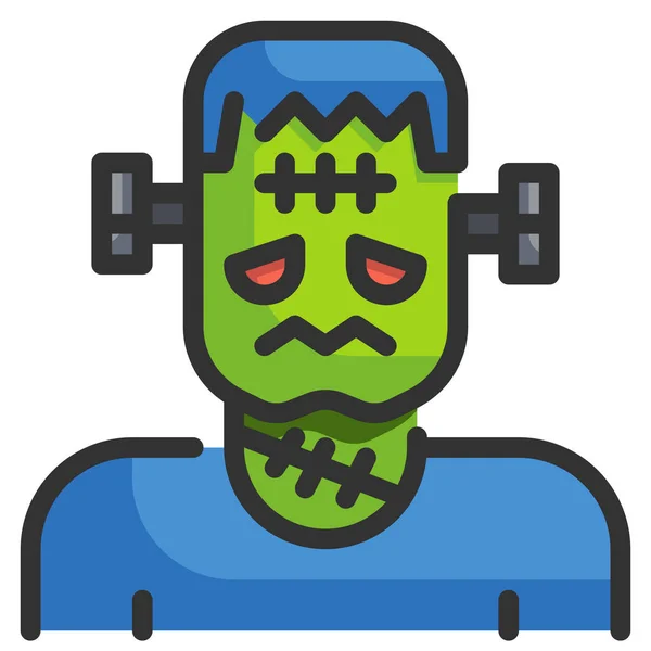 Angst Frankenstein Halloween Icon Filled Outline Style — Stockvektor