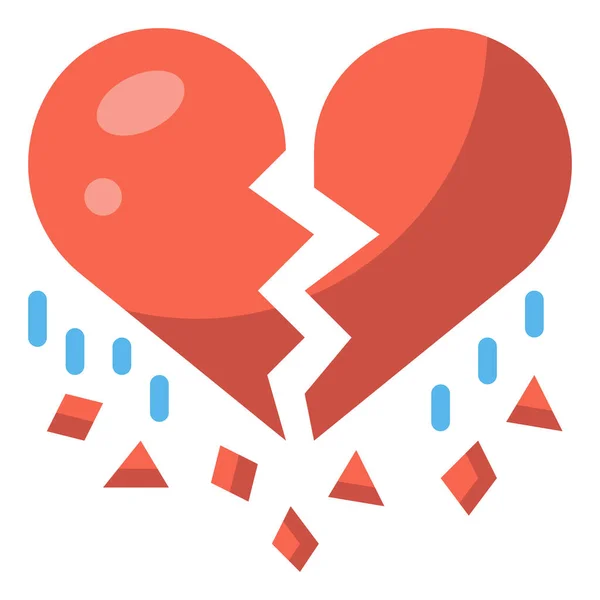 Broken Heart Heartbreak Icon Flat Style — Stock Vector