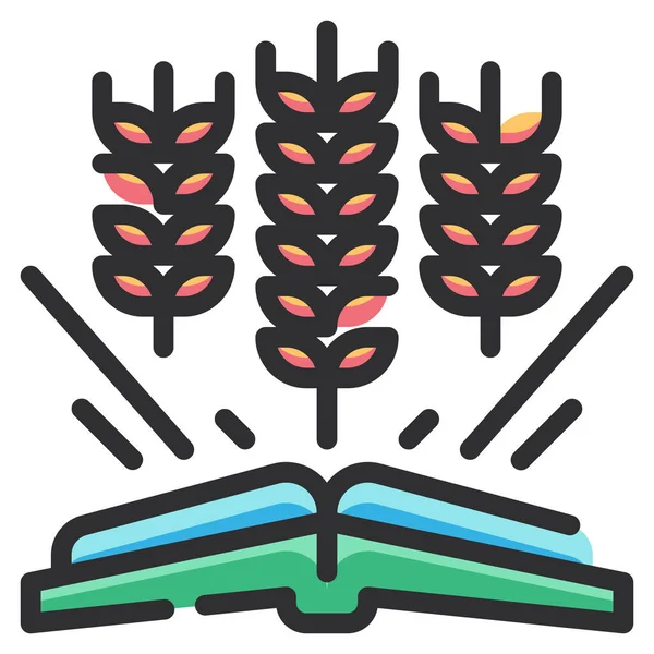 Agricoltura Libro Icona Dell Educazione Istruzione Scuola Categoria Apprendimento — Vettoriale Stock