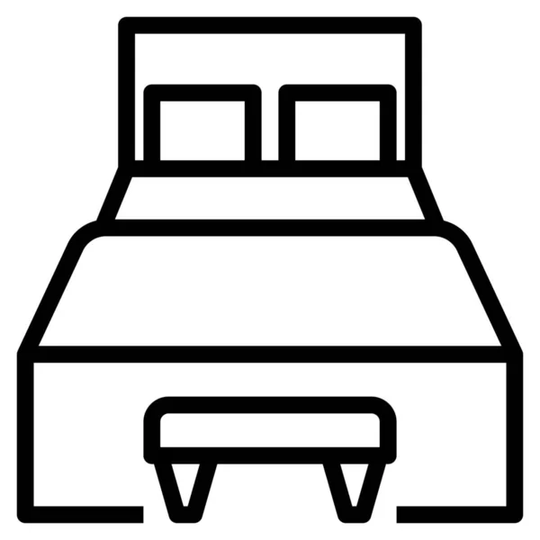 Bett Schlafzimmer Dekoration Symbol Outline Stil — Stockvektor