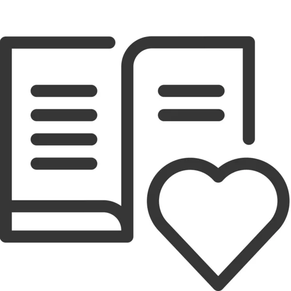Book Heart Library Icon Outline Style — Stock Vector