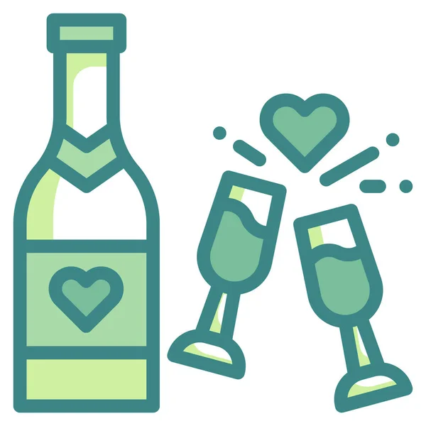 Icono Botella Champán Categoría Día San Valentín — Vector de stock