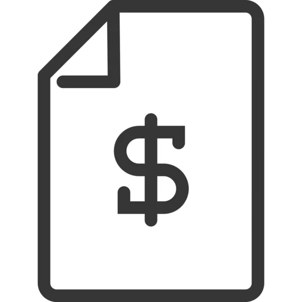 Banking Document Dollar Icon Outline Style — Stock Vector