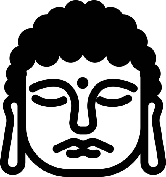 Buddha Daibutsu Japán Ikon Szilárd Stílusban — Stock Vector