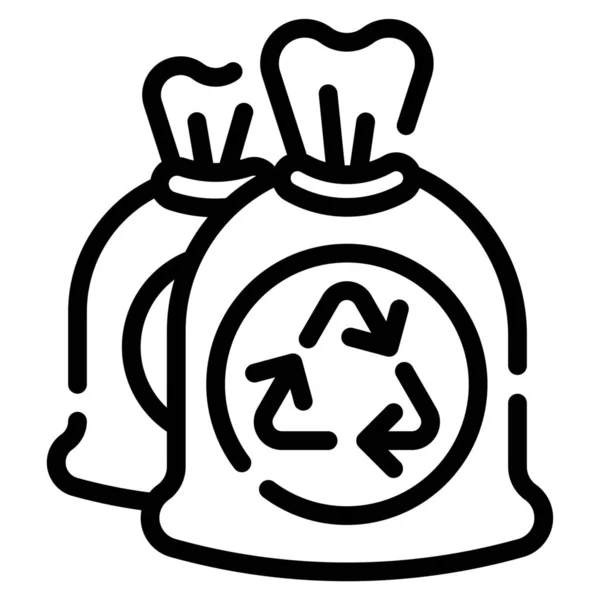 Bolsa Bin Icono Basura Estilo Esquema — Vector de stock