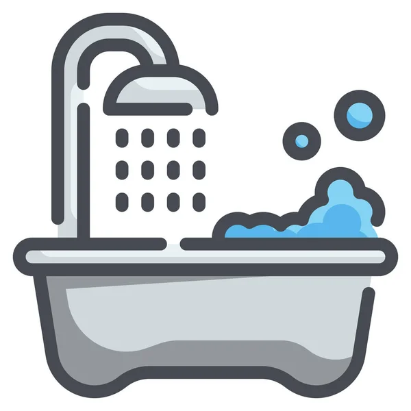 Fürdőszoba Fürdőkád Tiszta Ikon — Stock Vector
