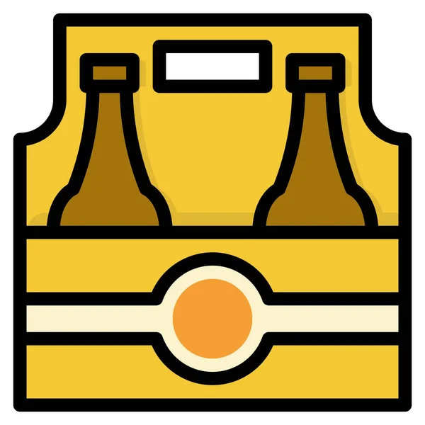 Embalagem Cerveja Ícone Sixpack Estilo Esboço Preenchido — Vetor de Stock