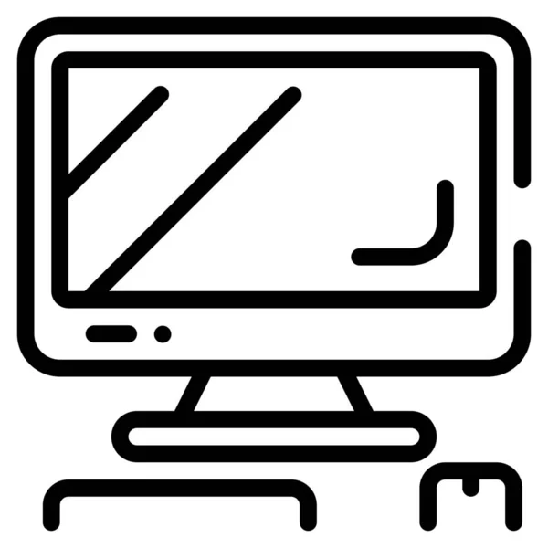 Computer Tastatur Monitor Symbol Outline Stil — Stockvektor