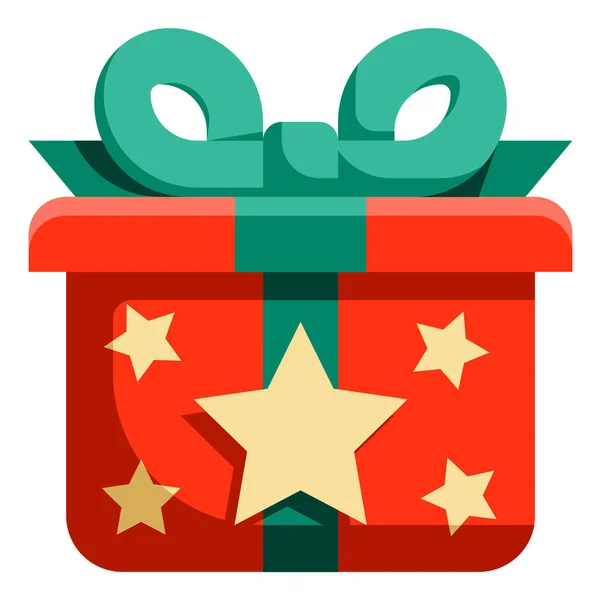 Box Christmas Gift Icon Flat Style — Stock Vector