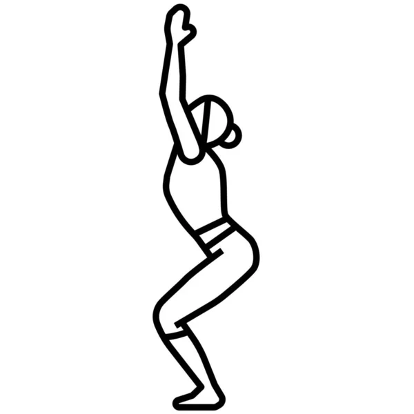 椅子姿势瑜伽图标的轮廓风格 — 图库矢量图片
