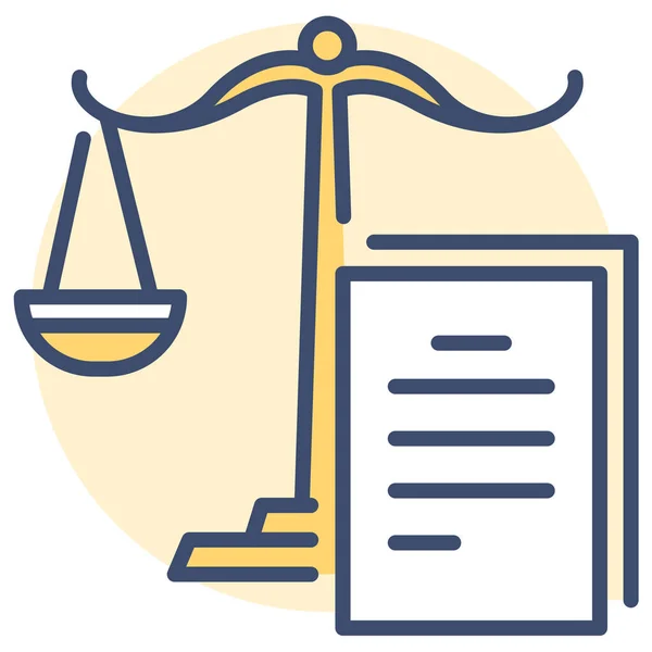 Legální Ikona Práva Dokumentu Stylu Vyplněného Osnovy — Stockový vektor