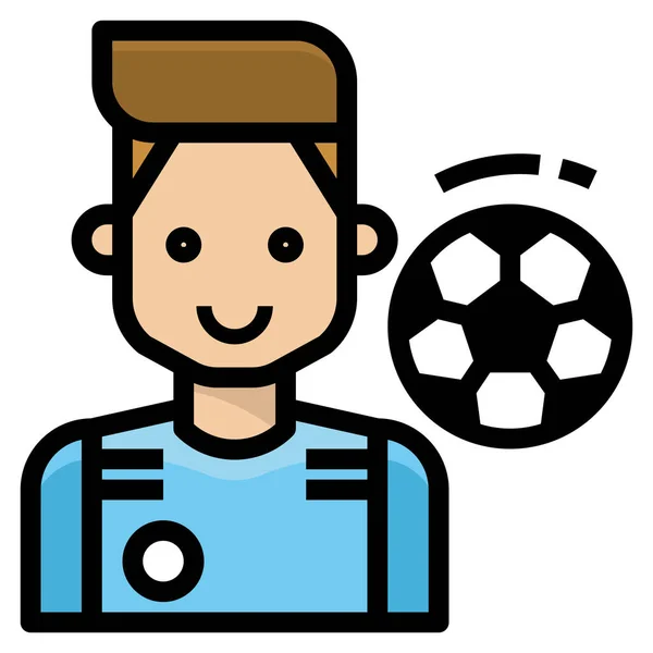 Fútbol Hombre Jugador Icono Estilo Contorno Lleno — Vector de stock