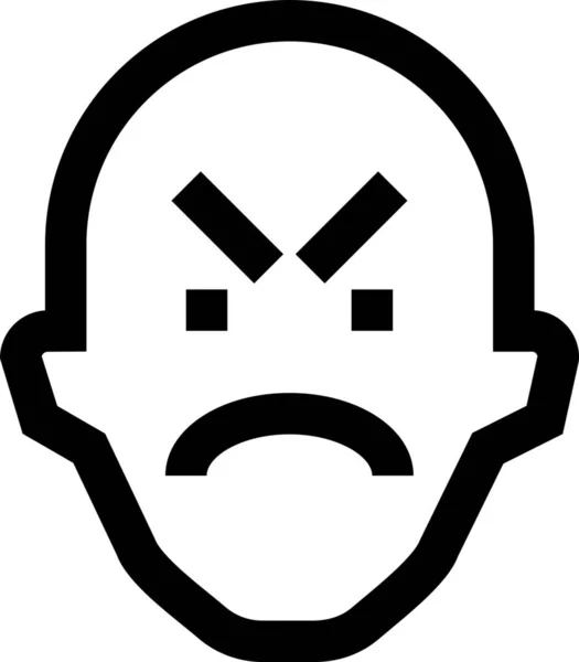 Angry Avatar Face Icon Outline Style — Stock Vector