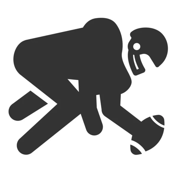 American Football Hike Jugador Icono Estilo Sólido — Vector de stock