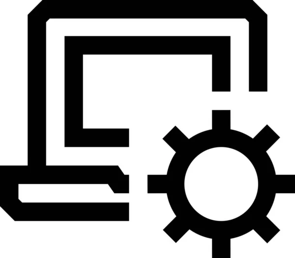 Zahnrad Computer Desktop Symbol Umriss Stil — Stockvektor