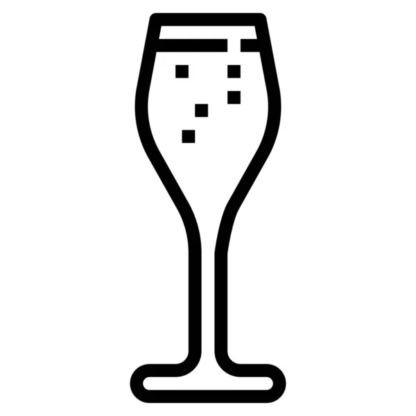 Nápojový Šampaňské Nápoj Ikona Stylu Obrysu — Stockový vektor