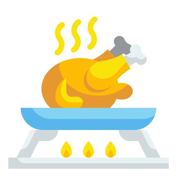 Hühnchen Kochen Gebratene Ikone — Stockvektor