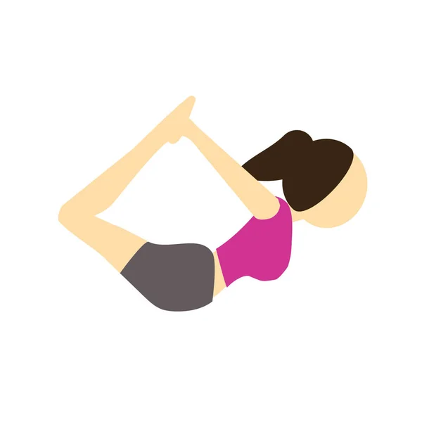 Bow Meditation Pose Icon Flat Style — Stock Vector